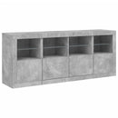 skænk med LED-lys 163x37x67 cm betongrå