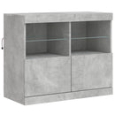 skænk med LED-lys 163x37x67 cm betongrå