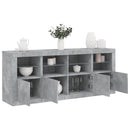 skænk med LED-lys 163x37x67 cm betongrå