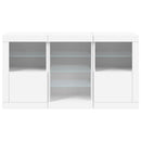 skænk med LED-lys 123x37x67 cm hvid