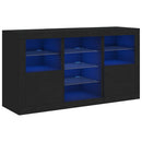 skænk med LED-lys 123x37x67 cm sort