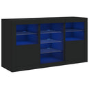 skænk med LED-lys 123x37x67 cm sort