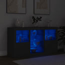 skænk med LED-lys 123x37x67 cm sort