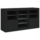 skænk med LED-lys 123x37x67 cm sort