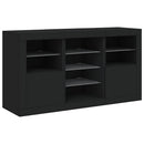 skænk med LED-lys 123x37x67 cm sort