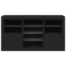 skænk med LED-lys 123x37x67 cm sort
