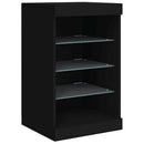 skænk med LED-lys 123x37x67 cm sort