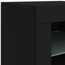 skænk med LED-lys 123x37x67 cm sort