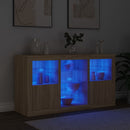skænk med LED-lys 123x37x67 cm sonoma-eg