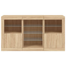 skænk med LED-lys 123x37x67 cm sonoma-eg