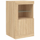skænk med LED-lys 123x37x67 cm sonoma-eg