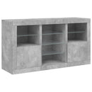 skænk med LED-lys 123x37x67 cm betongrå