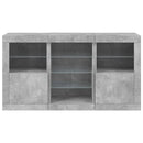 skænk med LED-lys 123x37x67 cm betongrå