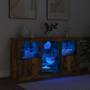 skænk med LED-lys 123x37x67cm røget egetræsfarve