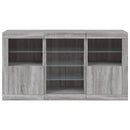 skænk med LED-lys 123x37x67 cm grå sonoma-eg