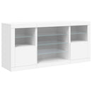 skænk med LED-lys 142,5x37x67 cm hvid