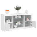 skænk med LED-lys 142,5x37x67 cm hvid