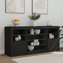 skænk med LED-lys 142,5x37x67 cm sort