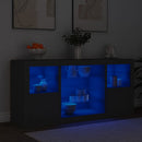 skænk med LED-lys 142,5x37x67 cm sort
