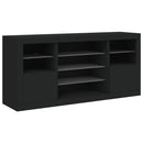 skænk med LED-lys 142,5x37x67 cm sort