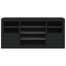 skænk med LED-lys 142,5x37x67 cm sort
