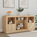 skænk med LED-lys 142,5x37x67 cm sonoma-eg