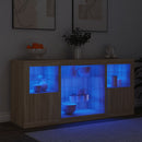 skænk med LED-lys 142,5x37x67 cm sonoma-eg