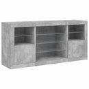 skænk med LED-lys 142,5x37x67 cm betongrå