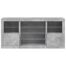 skænk med LED-lys 142,5x37x67 cm betongrå