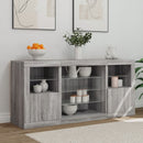 skænk med LED-lys 142,5x37x67 cm grå sonoma-eg