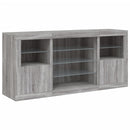 skænk med LED-lys 142,5x37x67 cm grå sonoma-eg