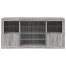 skænk med LED-lys 142,5x37x67 cm grå sonoma-eg