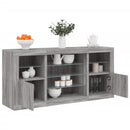 skænk med LED-lys 142,5x37x67 cm grå sonoma-eg