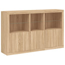 skænk med LED-lys 162x37x100 cm sonoma-eg