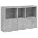 skænk med LED-lys 162x37x100 cm betongrå
