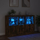 skænk med LED-lys 162x37x100 cm røget egetræsfarve