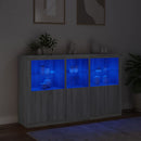 skænk med LED-lys 162x37x100 cm grå sonoma-eg