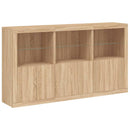 skænk med LED-lys 181,5x37x100 cm sonoma-eg