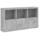 skænk med LED-lys 181,5x37x100 cm betongrå