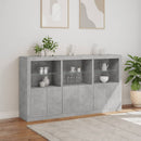 skænk med LED-lys 181,5x37x100 cm betongrå