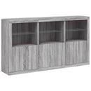 skænk med LED-lys 181,5x37x100 cm grå sonoma-eg