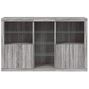 skænk med LED-lys 162x37x100 cm grå sonoma-eg