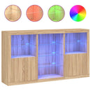 skænk med LED-lys 181,5x37x100 cm sonoma-eg