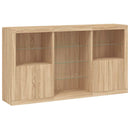skænk med LED-lys 181,5x37x100 cm sonoma-eg
