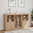 skænk med LED-lys 181,5x37x100 cm sonoma-eg
