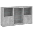 skænk med LED-lys 181,5x37x100 cm betongrå