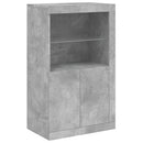 skænk med LED-lys 181,5x37x100 cm betongrå