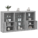 skænk med LED-lys 181,5x37x100 cm betongrå