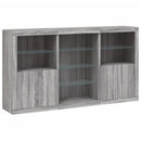 skænk med LED-lys 181,5x37x100 cm grå sonoma-eg