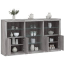 skænk med LED-lys 181,5x37x100 cm grå sonoma-eg